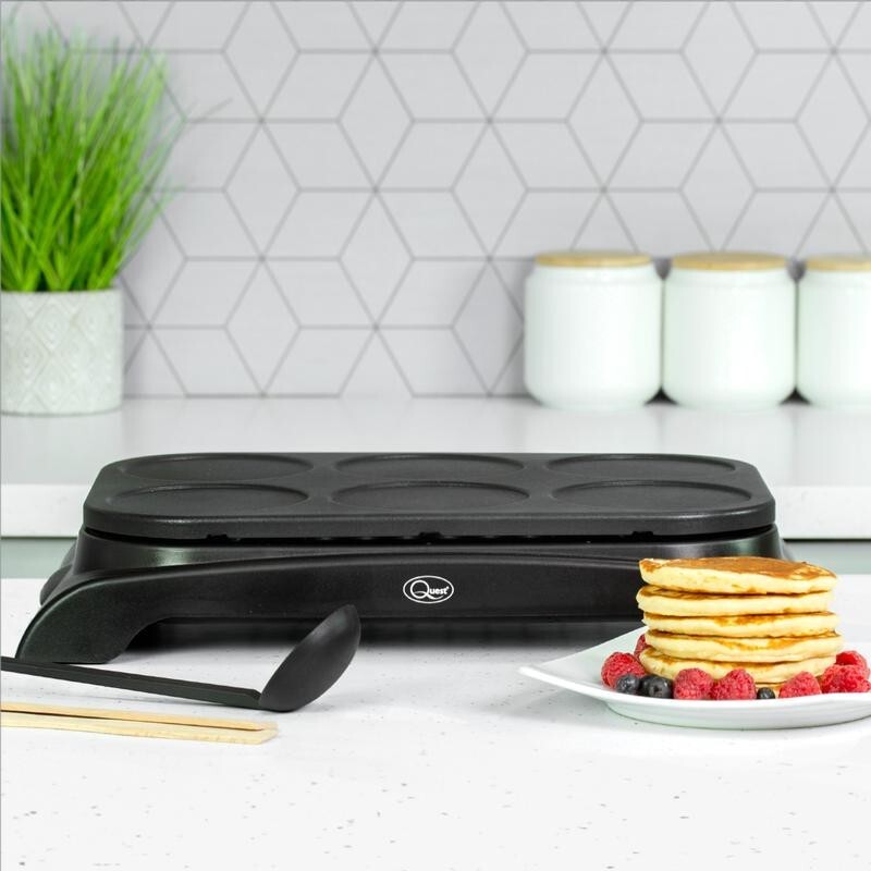 Quest Mini Pancake Maker Grill 1000W Non-Stick Crepe Omelette Breakfast Plate