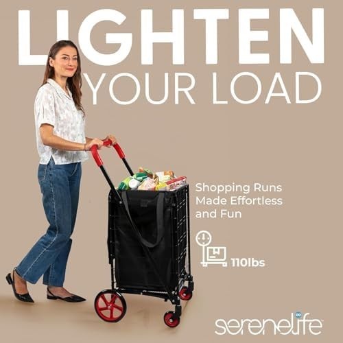 Portable Shopping Trolley with Wheels 50kg Foldable Waterproof Liner