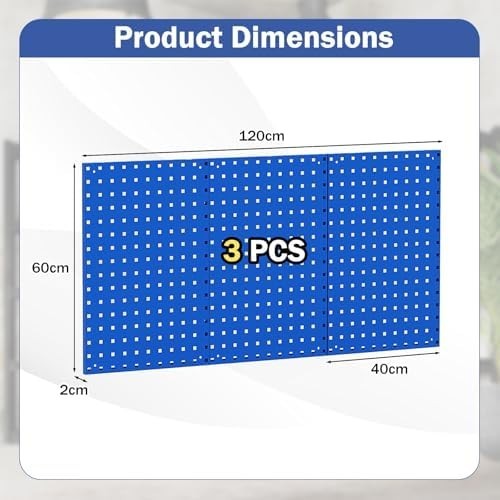 Wall-Mounted Pegboard Tool Organizer Kit 3 Boards 28 Accessories Black/Blue
