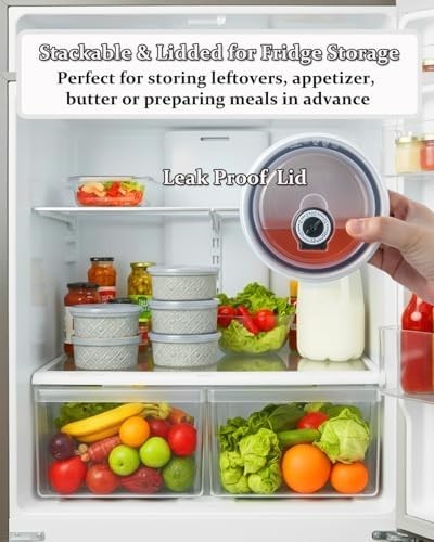 Ceramic Mixing Bowls with Airtight Lids Nesting Salad Storage Set