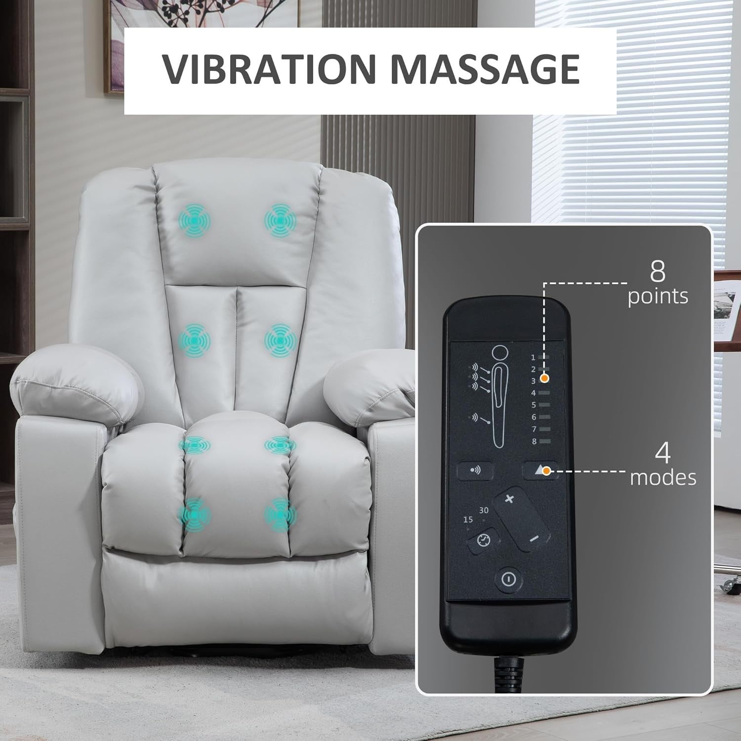 Lift Recliner Chair for Elderly w/ Massage 135° Recline Cup Holder Light Grey