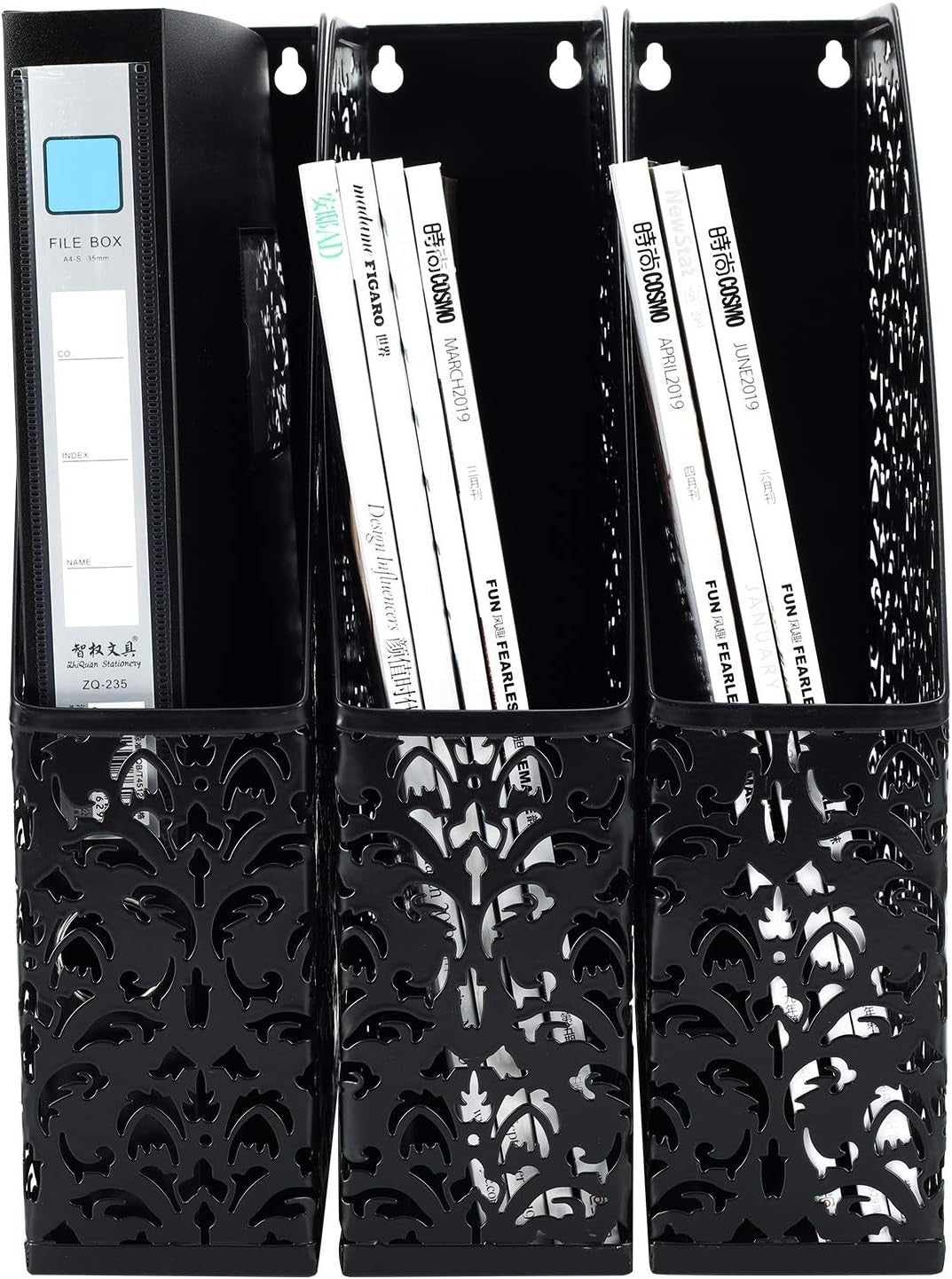 Metal Desk File Holder & A4 Paper Organizer Rack - Pack of 3 Black