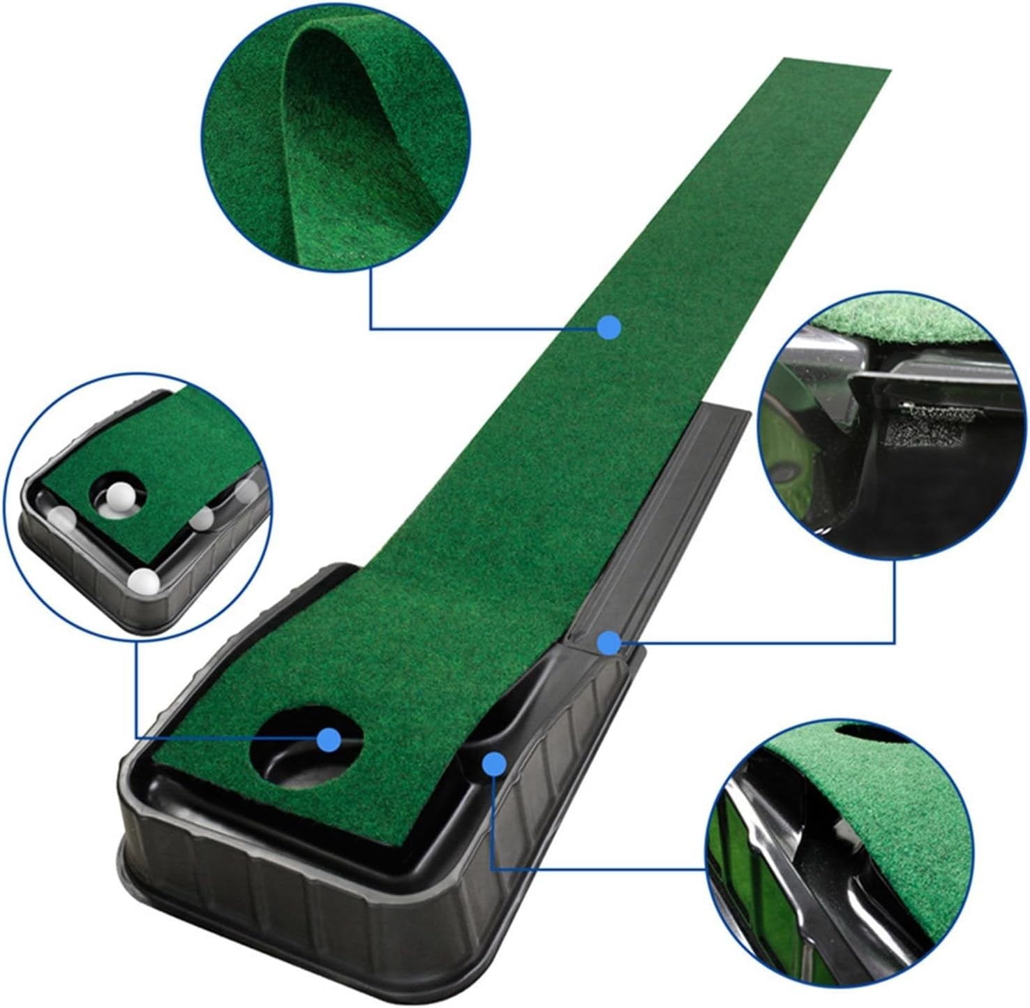 Golf Putting Mat Auto Return Trainer Indoor Outdoor Practice Aid