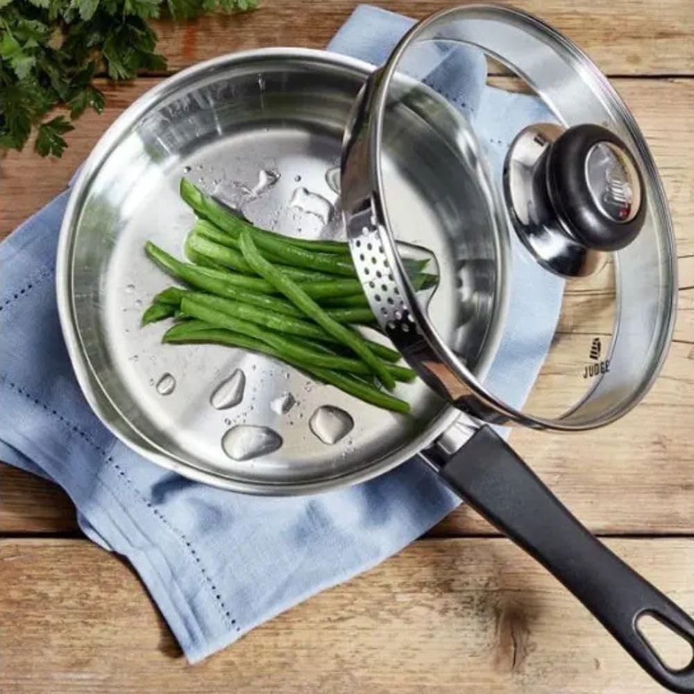 3Pcs Stainless Steel 16 18 & 20cm Saucepan Set with Strainer Lids Induction Safe