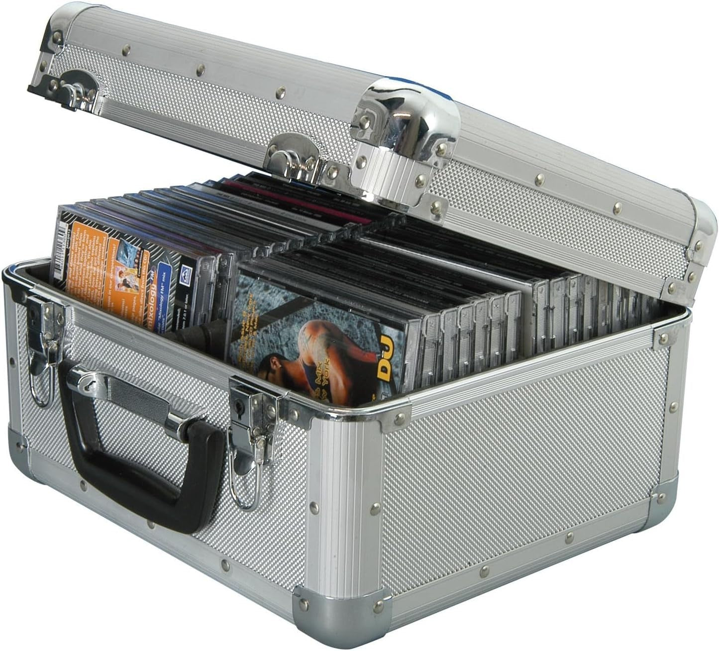 Aluminium CD Storage Case Holds 40 CDs Lockable DJ Flight Case Handle