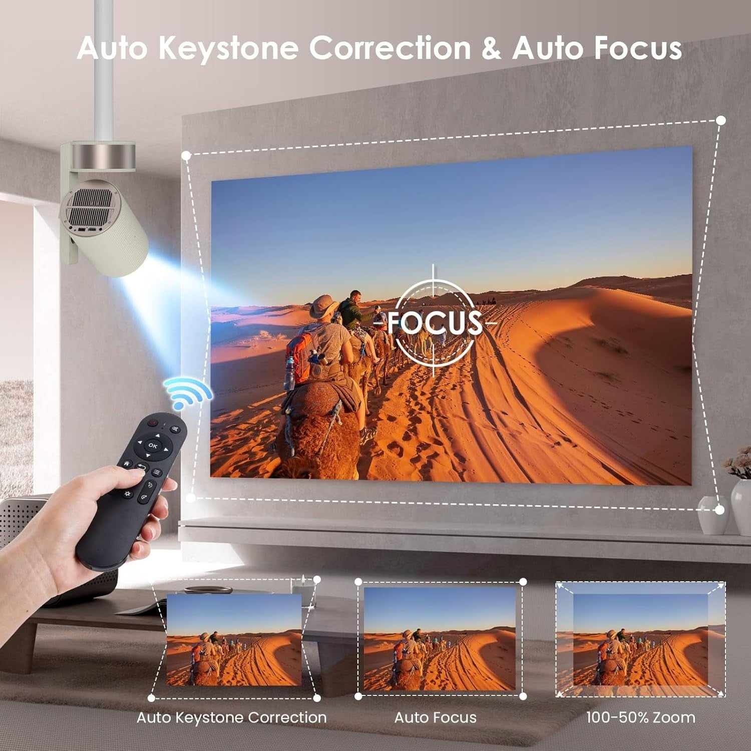 Mini Smart Projector 4K WiFi Bluetooth 270° Auto Focus 320 ANSI