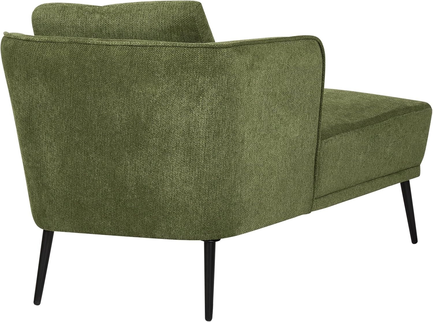 Retro Green Chaise Lounge Sofa Right Armrest Soft Fabric & Metal Legs