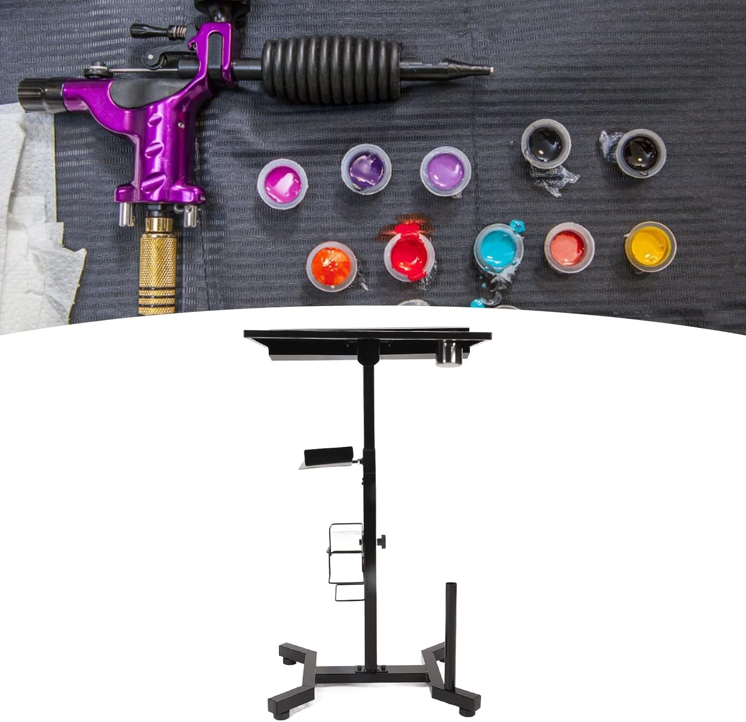 Tattoo Workstation Table Adjustable Height Rolling Tray with Storage Slots