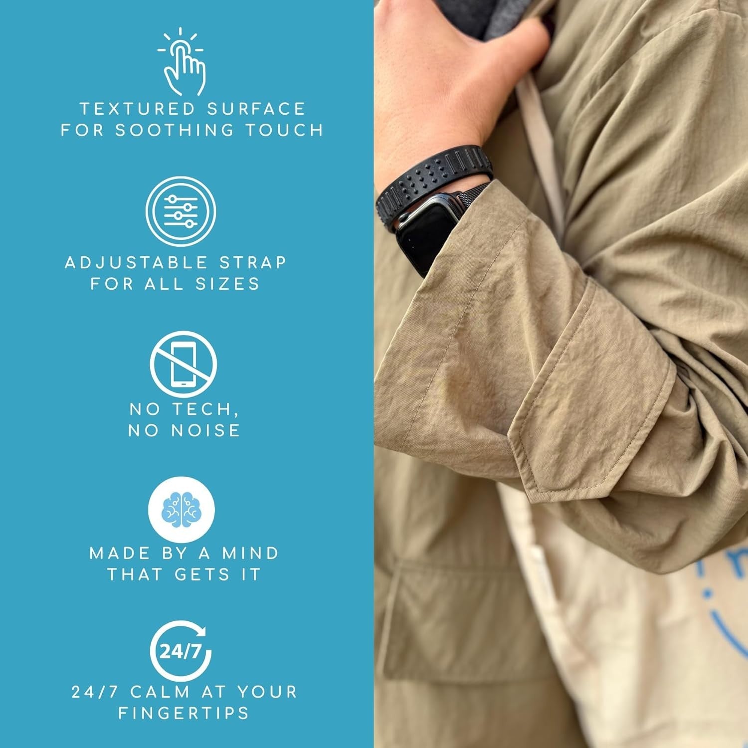 Sensory Anxiety Bracelet Wearable Fidget Ring Calming ADHD Autism