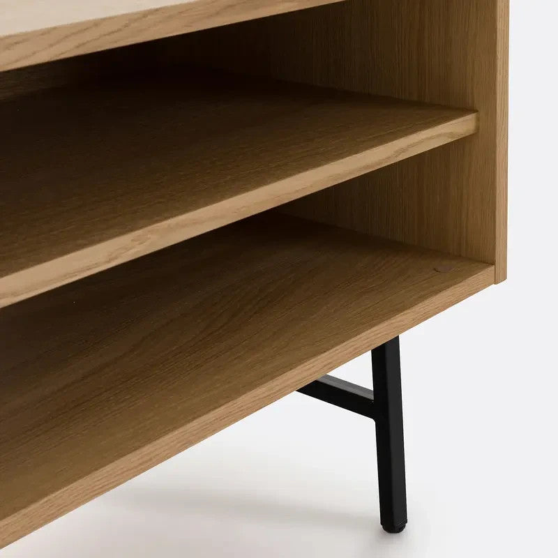 Modern Oak TV Unit Stand 130cm – Slim Storage Cabinet for Living Room