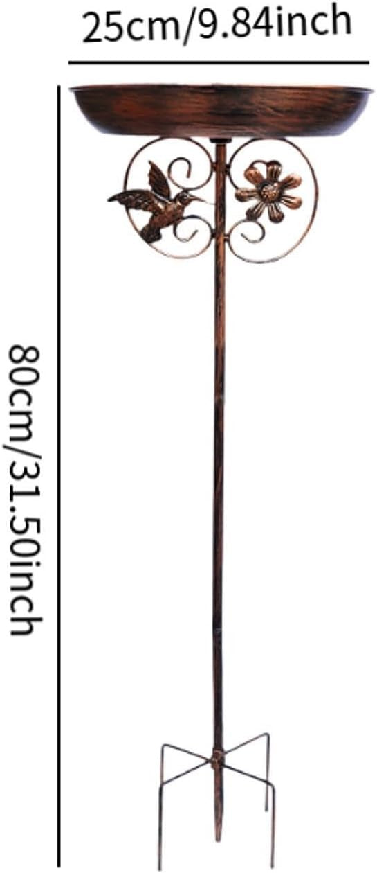 Vintage Outdoor Bird Bath Feeder Bowl Metal Garden Stake Stand Weatherproof