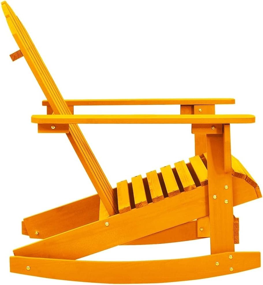 Orange Outdoor Wooden Rocking Chair, Ergonomic Patio Seat, Weatherproof