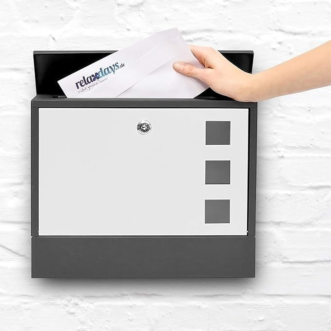 Lockable Wall Mounted Mailbox with Keys Weatherproof Metal Letterbox