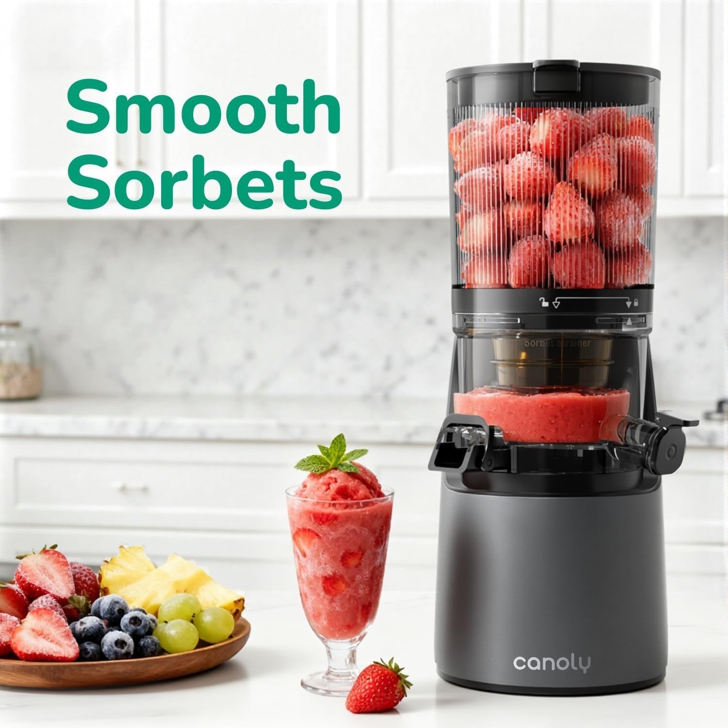Cold Press Juicer 150mm Wide Feed Opening 3 in 1 Brushless Motor
