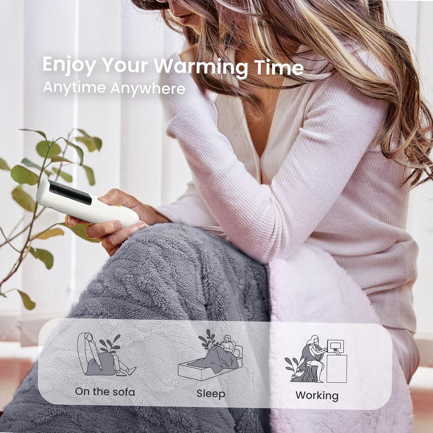 Electric Heated Throw Blanket Soft Large 9 Heat Levels Washable 130x160cm