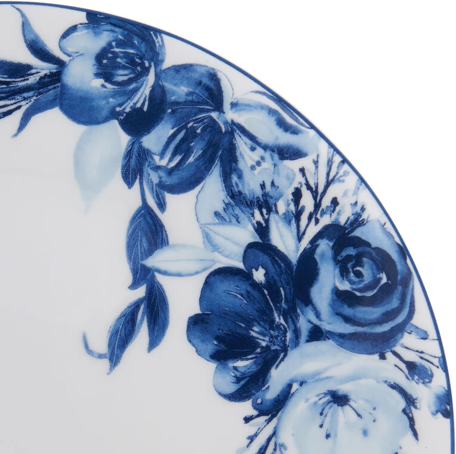 12pc Bone China Dinner Set Blue White Floral Plates Bowls Service for 4