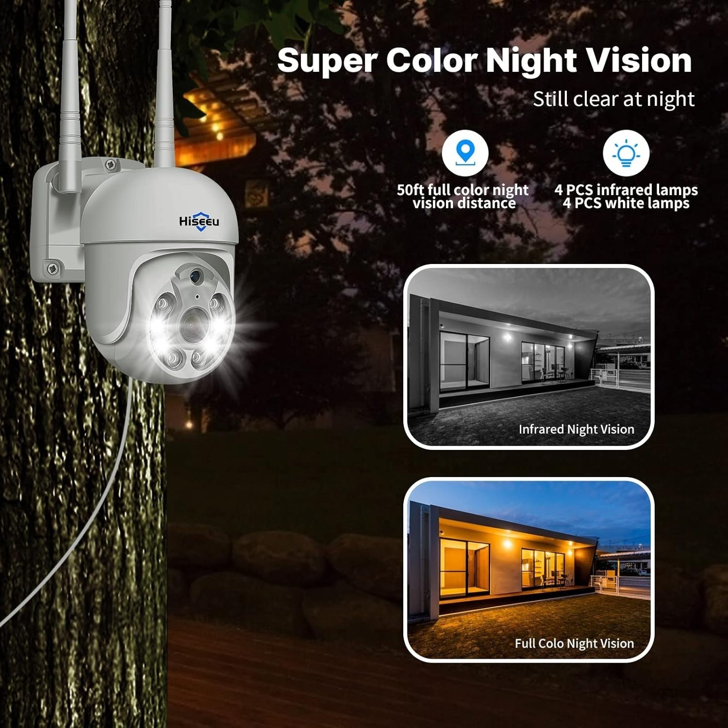 5MP PTZ Wireless Security Camera System 4 Cam 3TB NVR Monitor Kit