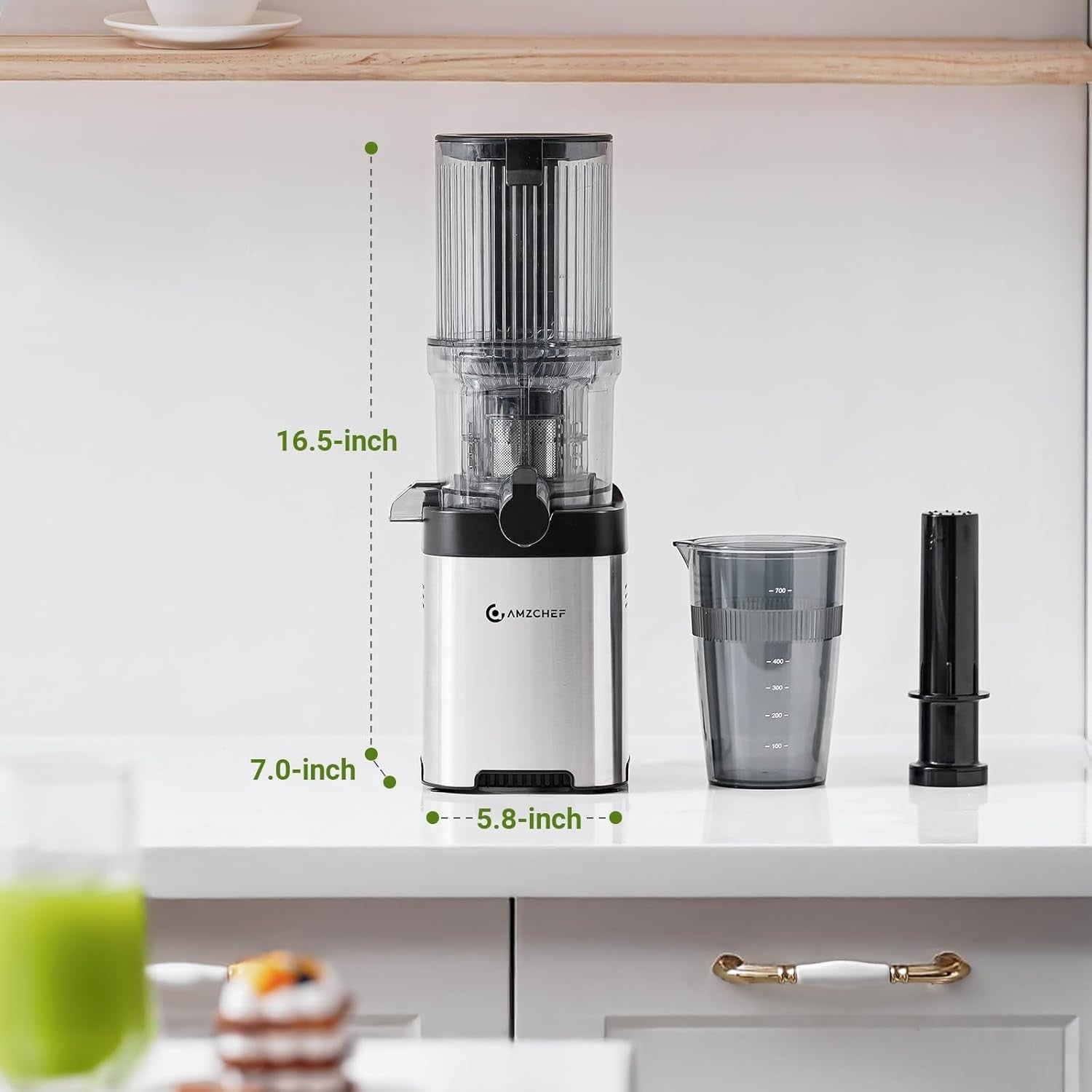 Cold Press Juicer Stainless Steel 118mm Wide Chute Auto Cutting Slow Juicing