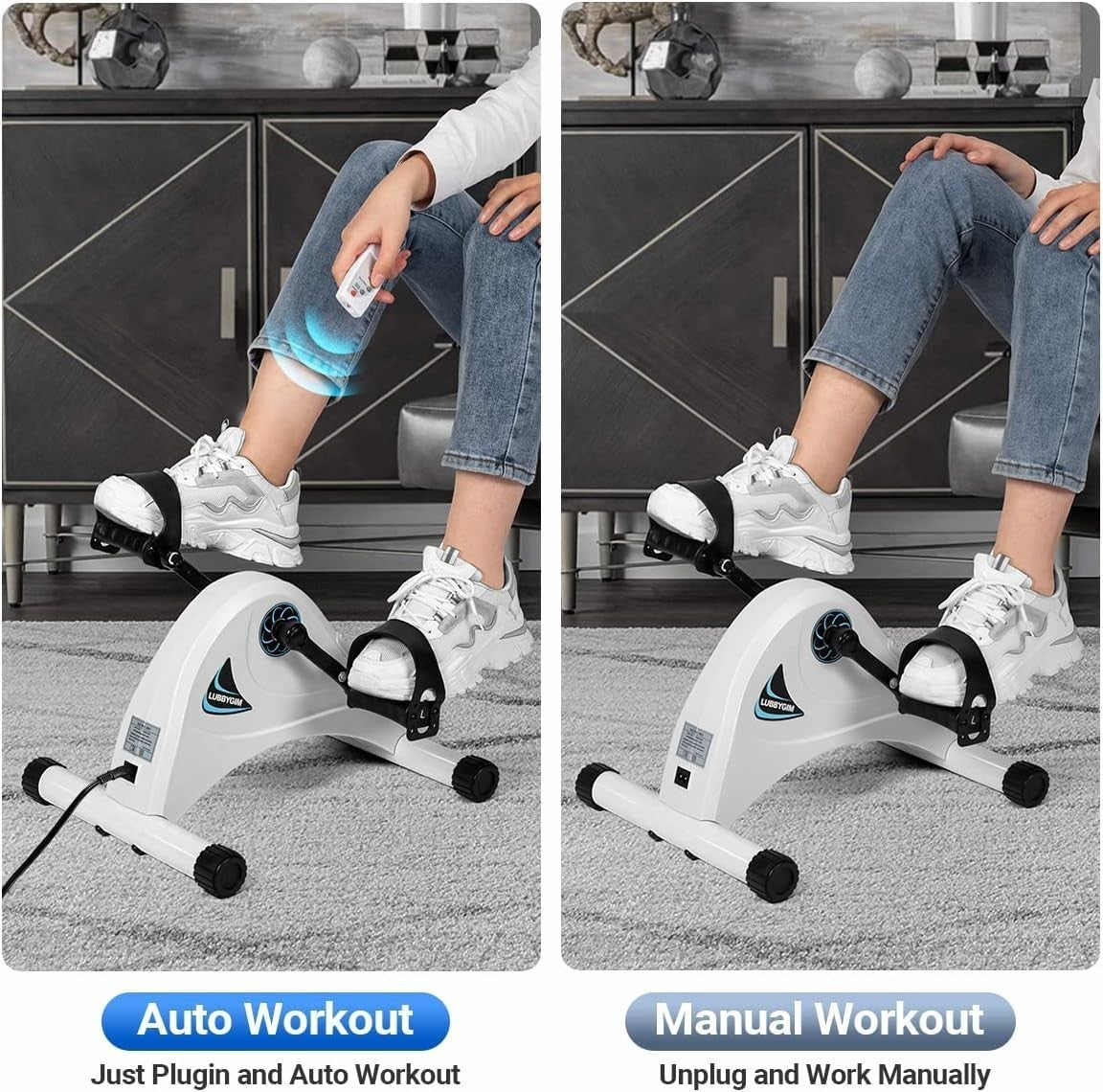 Electric Pedal Exerciser Under Desk Bike Motorized Legs Arms LCD