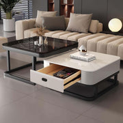 Nesting Coffee Table Set of 2 – Square Storage Tables with Metal Frame