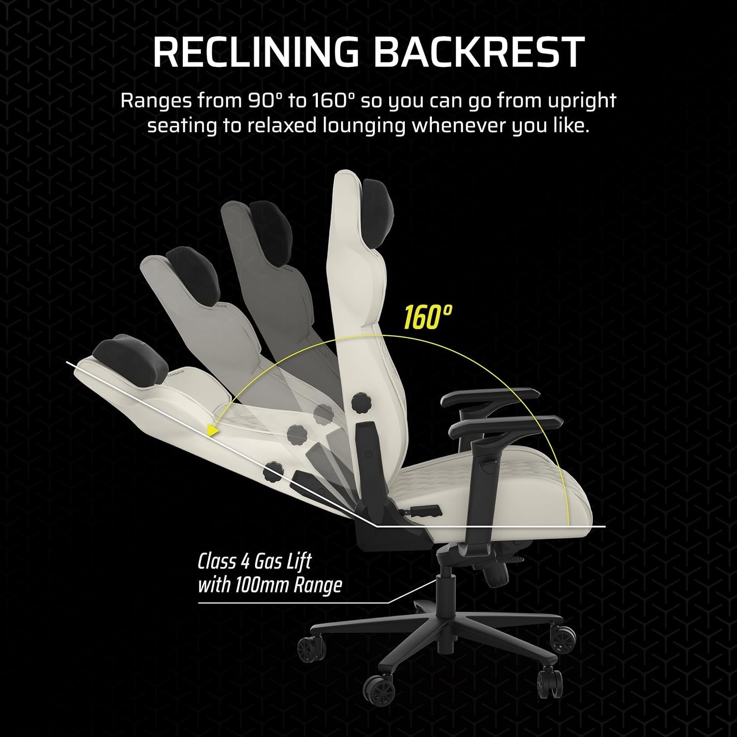 Premium Fabric Gaming Chair Wide Seat 5D Arms 160° Recline Frost