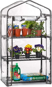 3 Tier Mini Greenhouse with Clear PVC Cover | Steel Frame