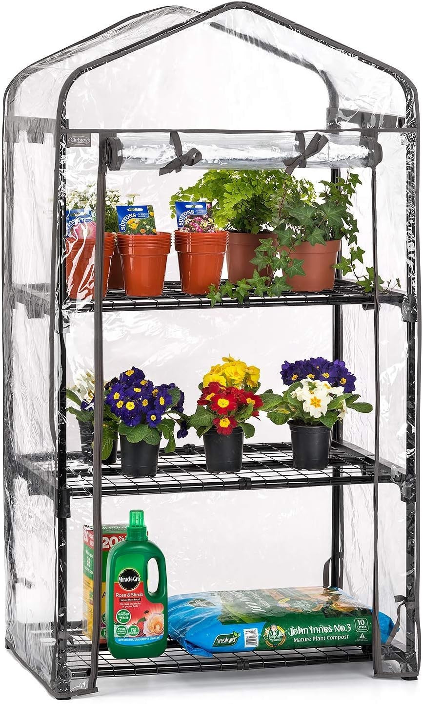 3 Tier Mini Greenhouse with Clear PVC Cover | Steel Frame