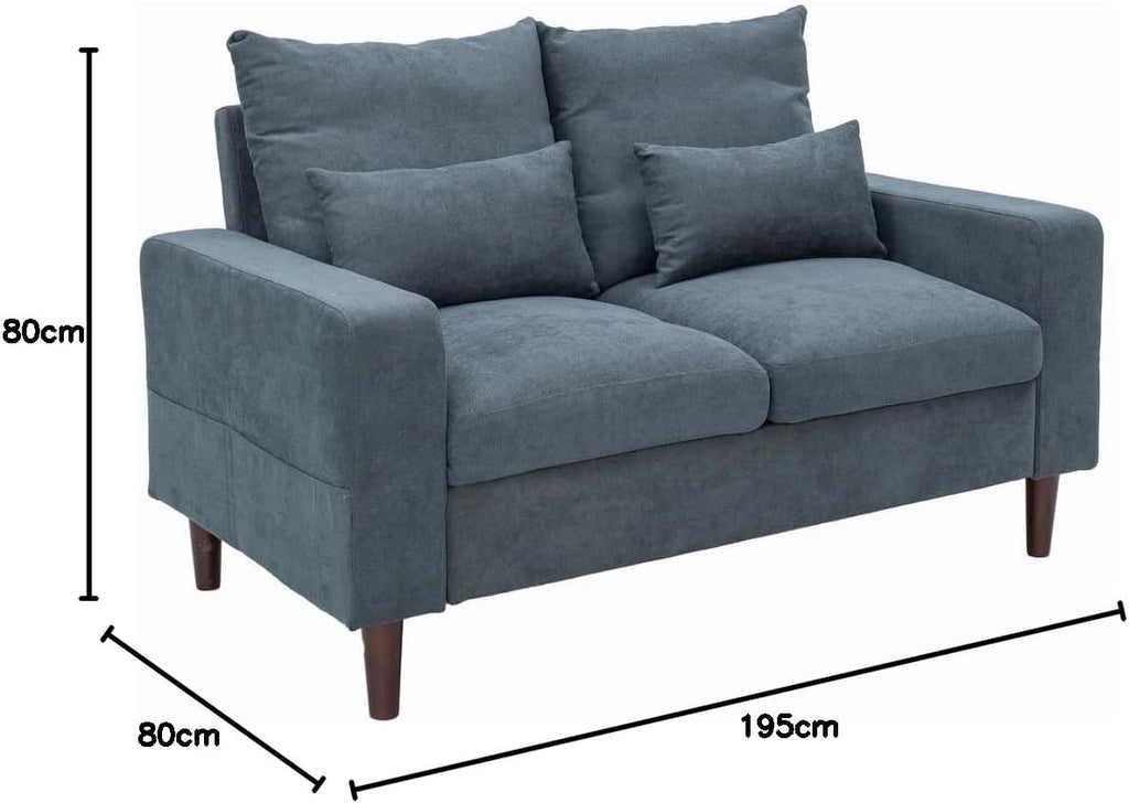 3+2 Seater Sofa Set Grey Fabric Upholstered Living Room Couch Suite Home (V)