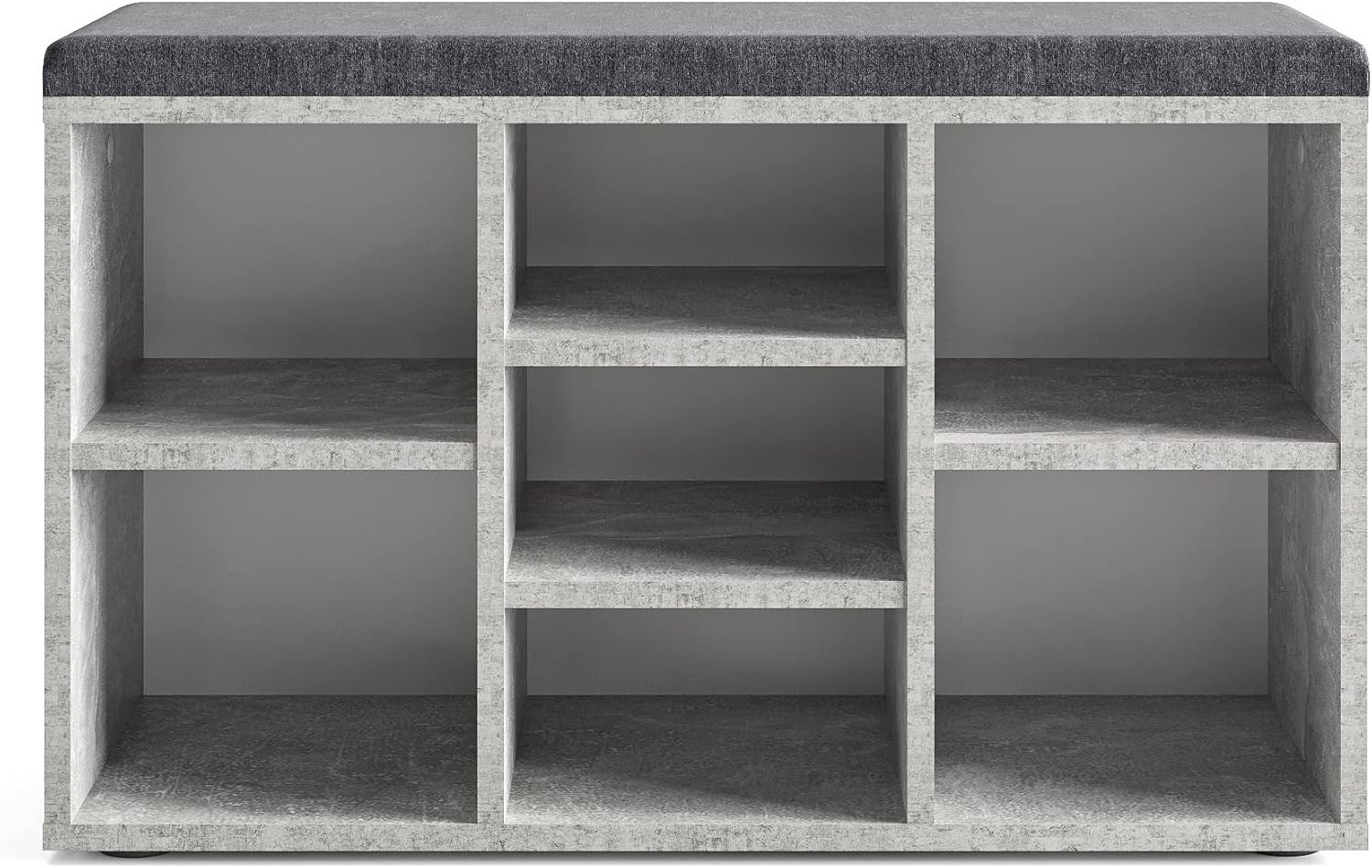 Concrete Grey Shoe Storage Bench with Cushion – Hallway Seat 80x30x50cm