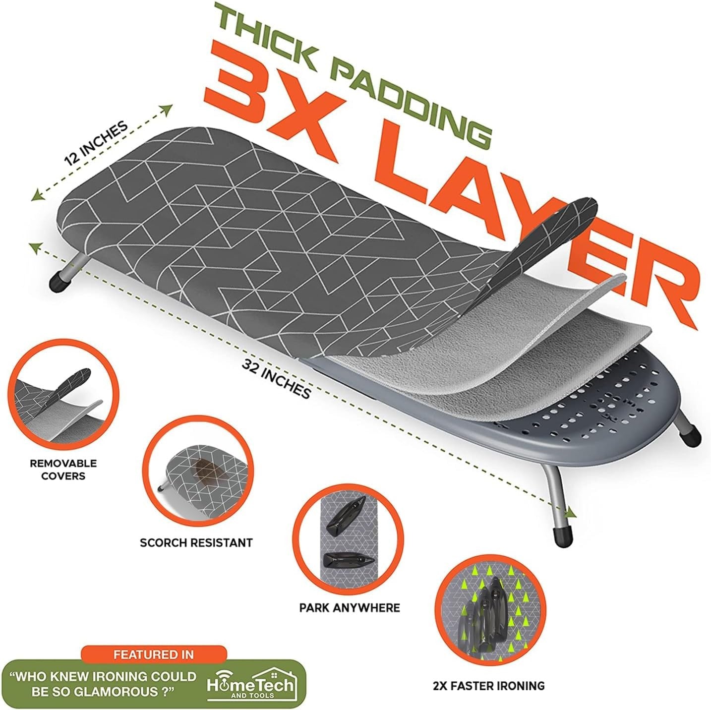 Tabletop Ironing Board Foldable Space Saving Mini Laundry Board Grey