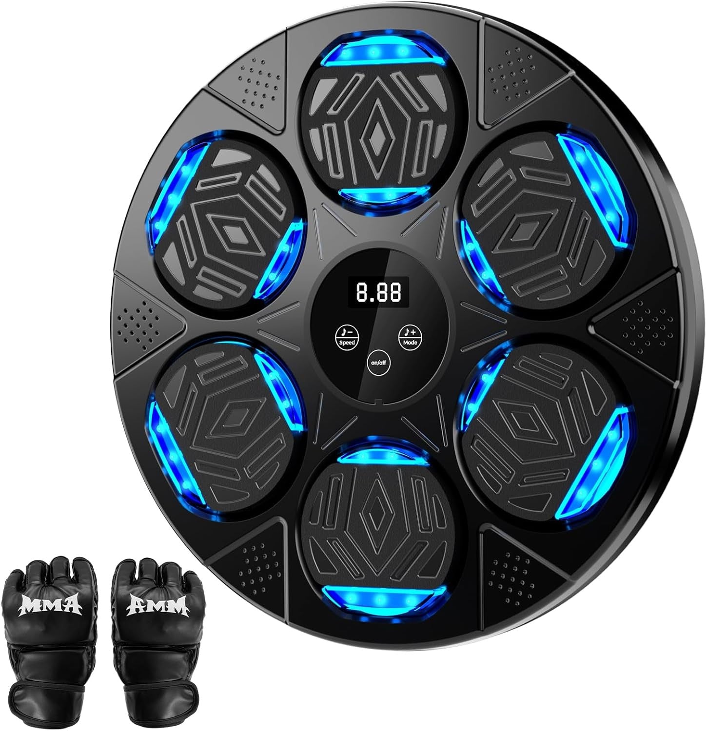 Music Boxing Machine LED Punch Trainer Wall Mounted Bluetooth Gloves Set