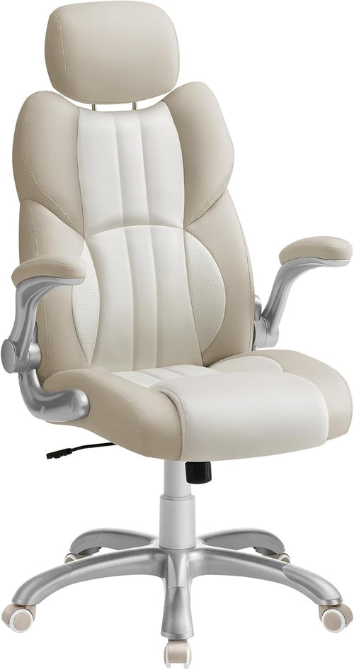 Executive Office Chair Swivel Cream White Adjustable Desk Seat 150kg Tilt