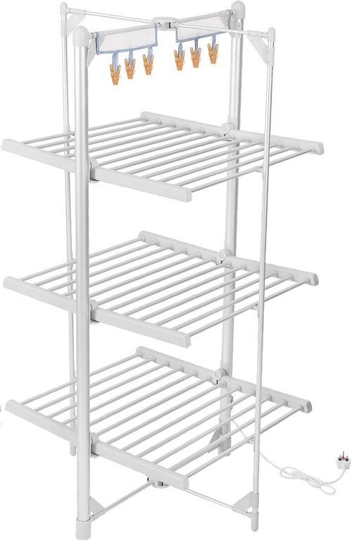 3 Tier Heated Clothes Airer XL Foldable Indoor Electric Drying Rack 36 Rails