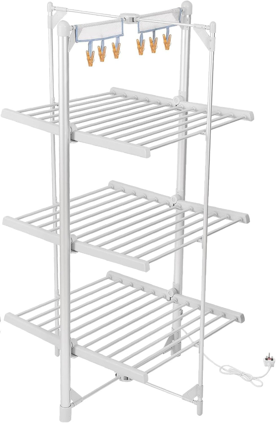 3 Tier Heated Clothes Airer XL Foldable Indoor Electric Drying Rack 36 Rails
