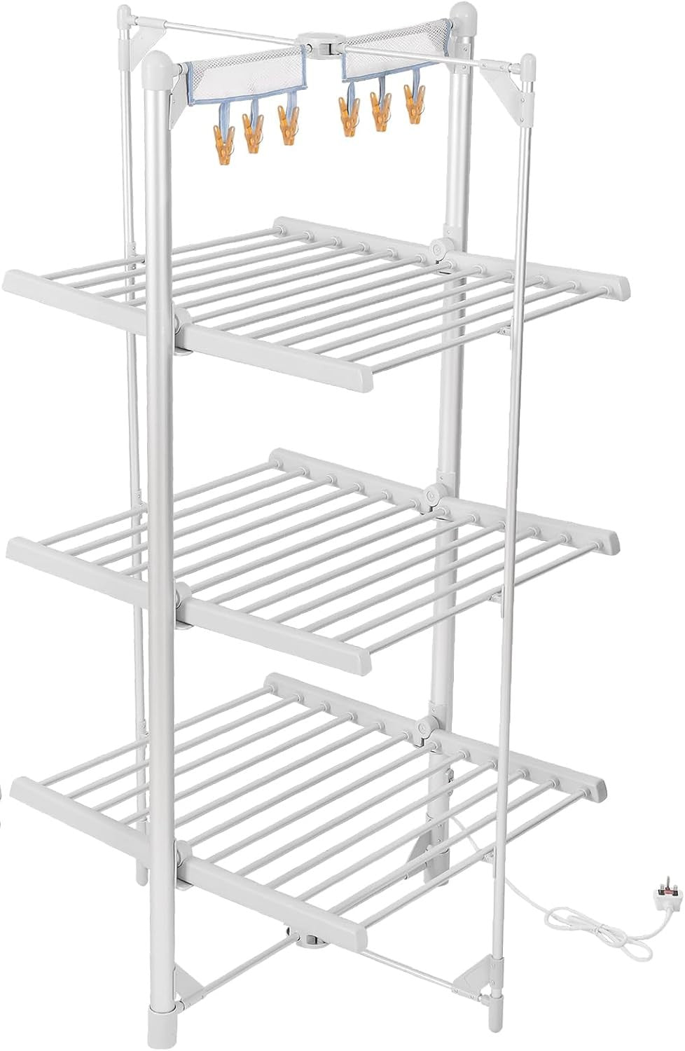 3 Tier Heated Clothes Airer XL Foldable Indoor Electric Drying Rack 36 Rails