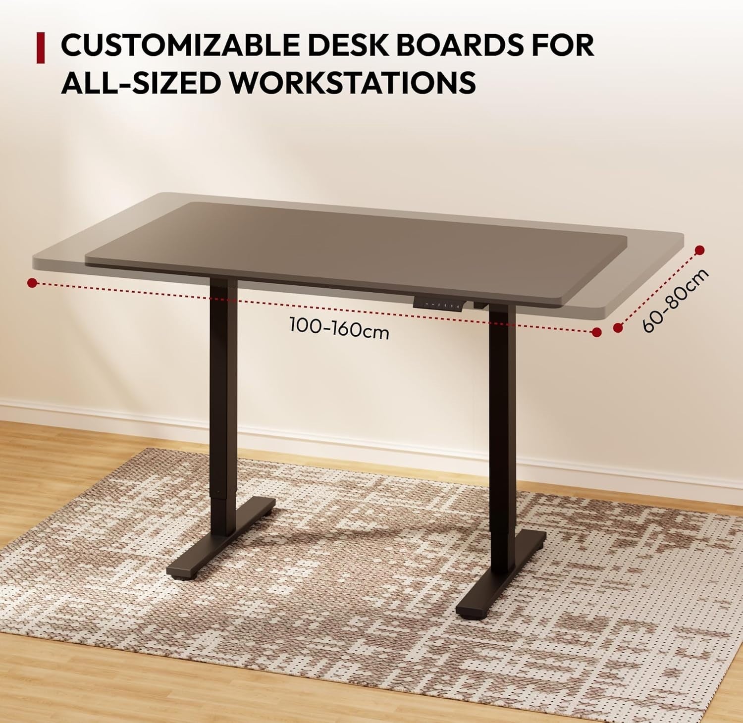 Electric Standing Desk 120x60cm Adjustable Sit Stand Table W/Memory Panel Hooks