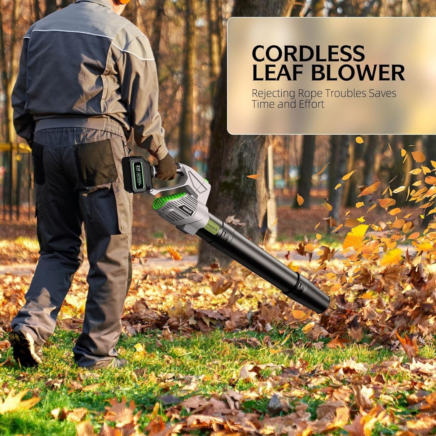 Cordless Leaf Blower 990000RPM High Speed 2 Batteries Lightweight Garden