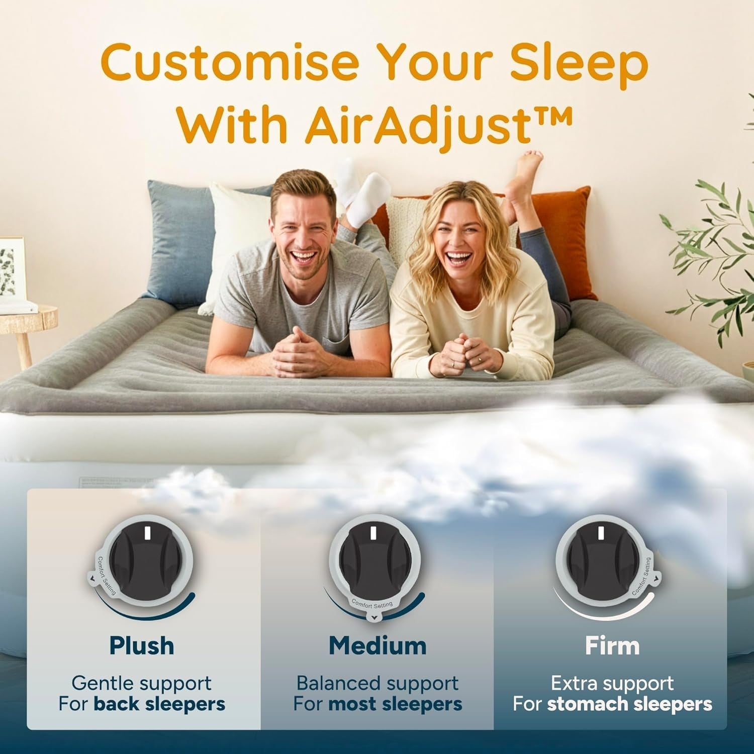 Double Inflatable Air Bed Built-In Electric Pump Raised Guest Mattress