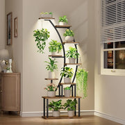 9 Tier Metal Plant Stand with Grow Lights Tall Indoor Flower Display Shelf