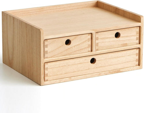 Wood Desktop Organizer with 3 Drawers & 2 Layers – Office & Home Storage