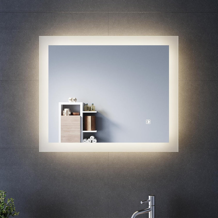 LED Bathroom Mirror 600x500mm Wall Mounted, Anti-Fog, Dimmable Light