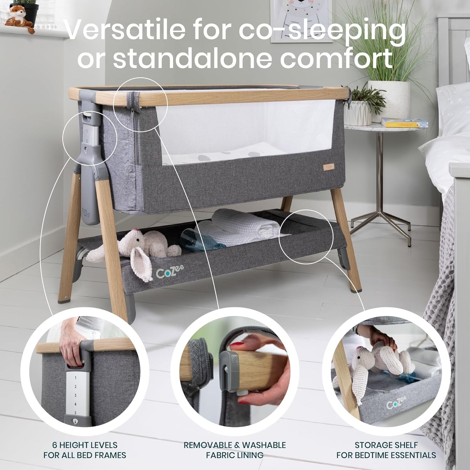 Foldable Baby Bedside Crib Co-Sleeper Cot with Mattress Travel Bag Bundle