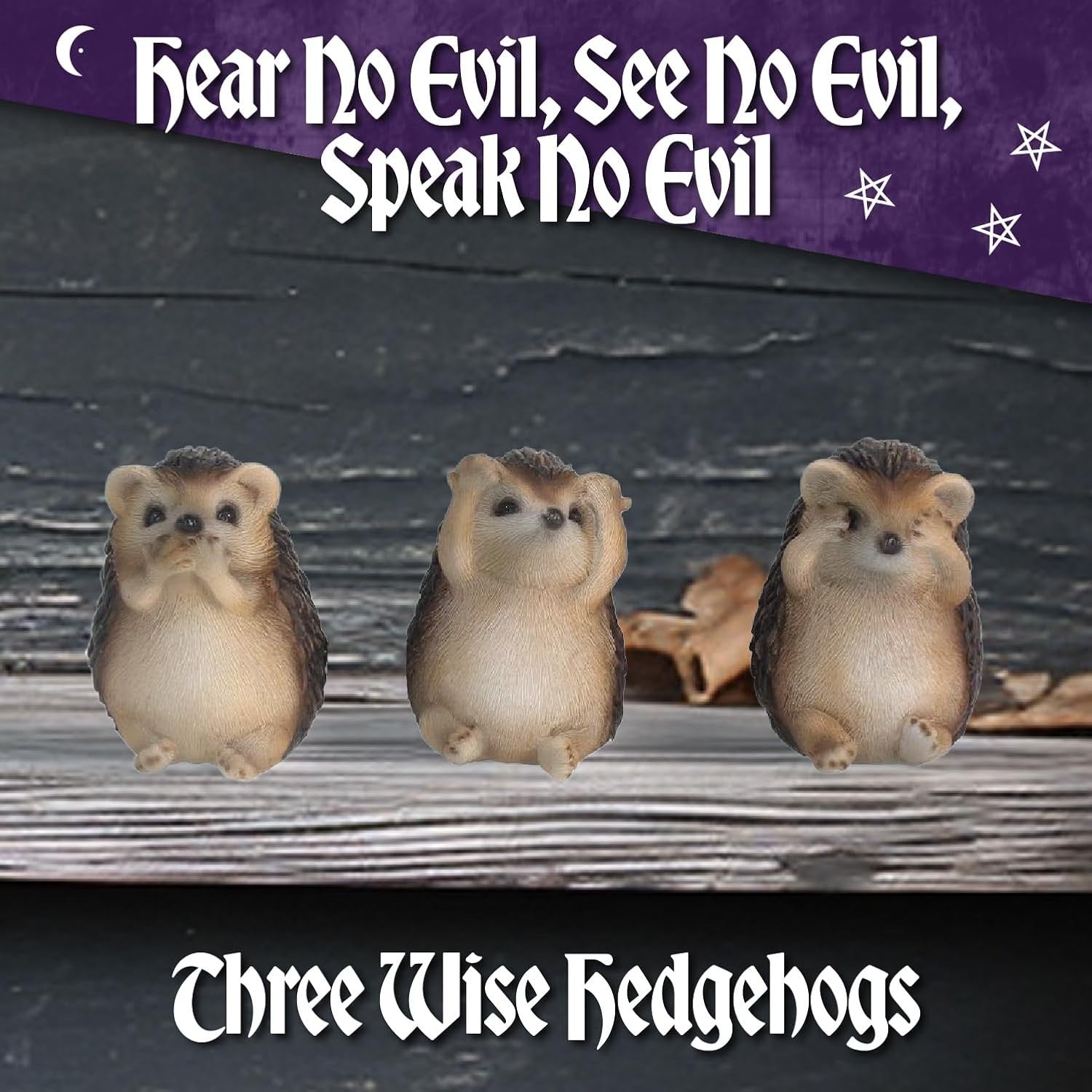 Three Wise Hedgehog Figurines Resin 8.5–9cm Cute Ornament Set Home Decor Gift