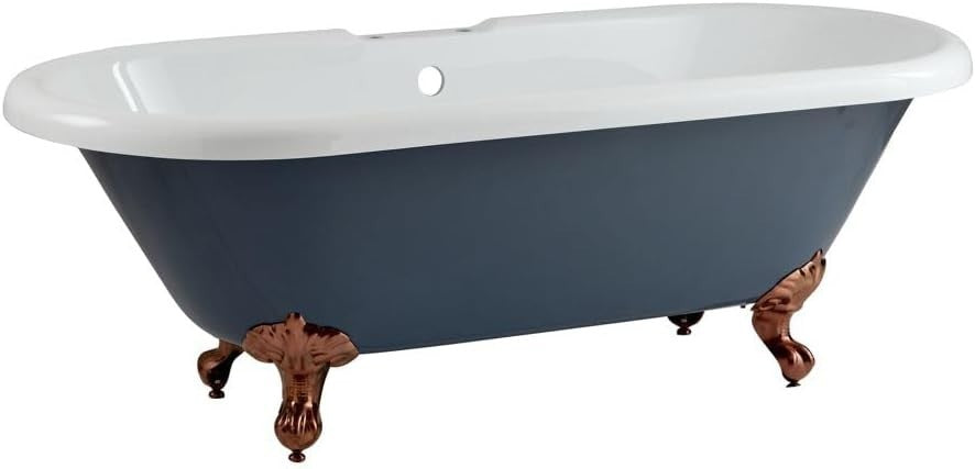 1795x785mm Double Ended Freestanding Bath Stone Grey Acrylic with Copper Feet