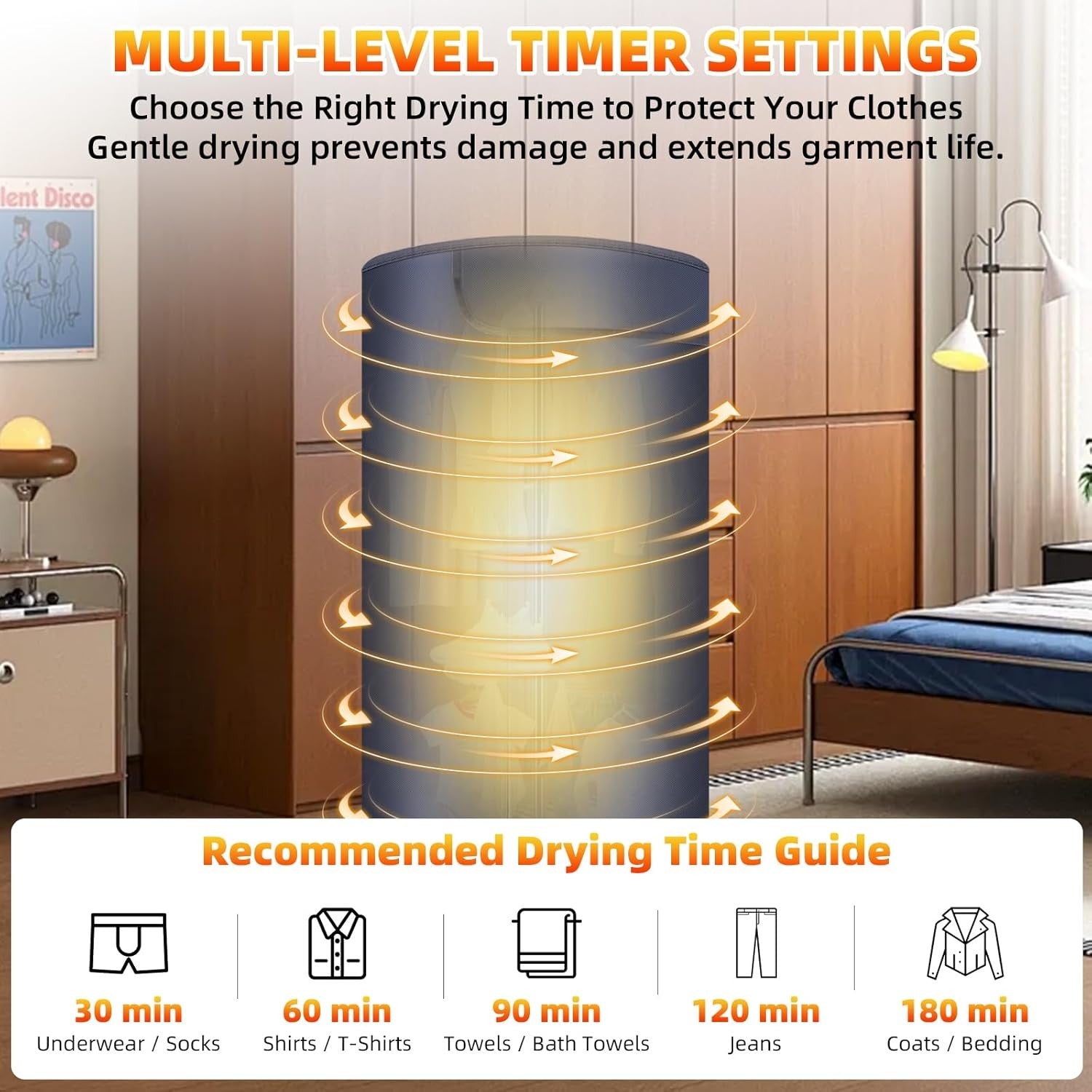 Portable Electric Clothes Dryer 900W Heated Drying Pod Compact Indoor