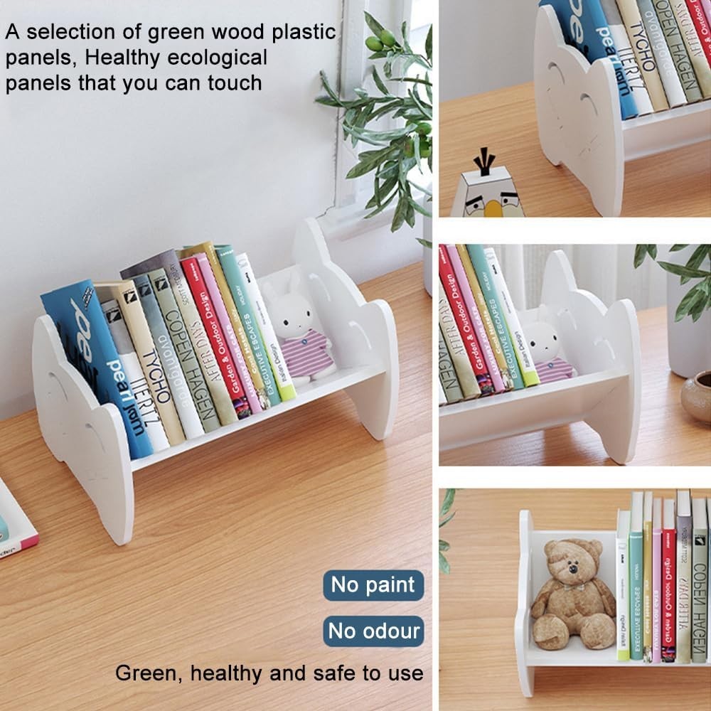 Compact Kids Desktop Bookcase – 5-Shelf White Wood Organizer for Children