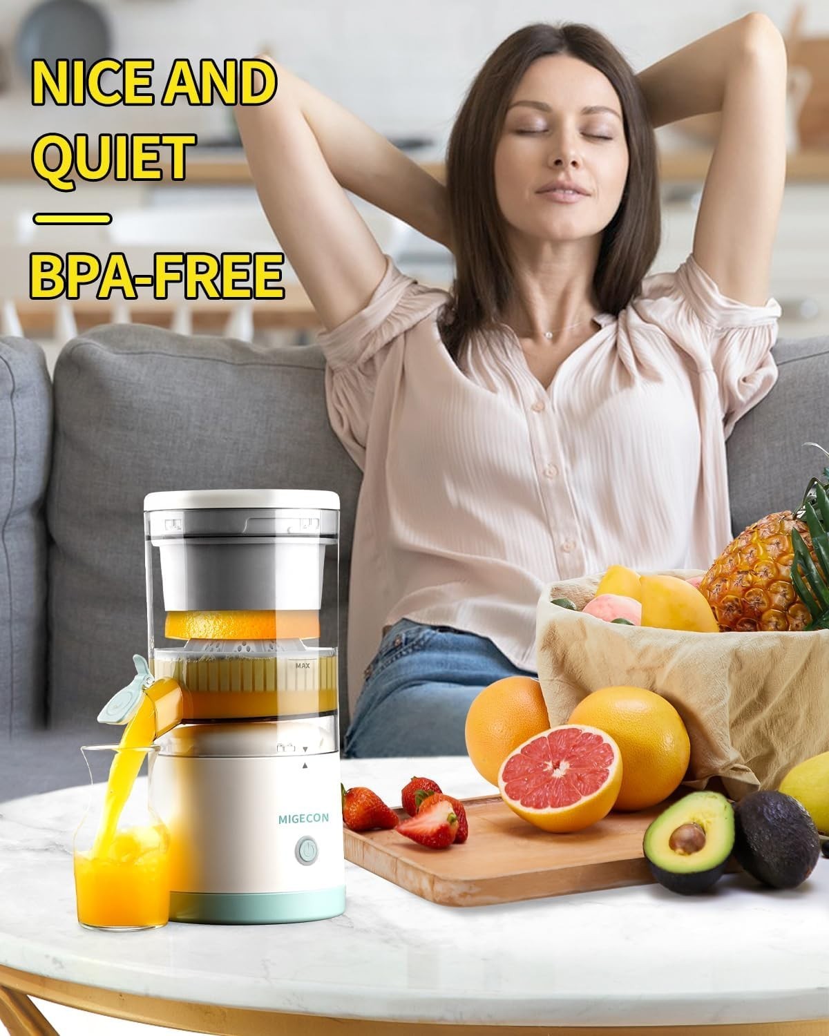 USB Rechargeable Citrus Juicer Cordless Portable Anti Drip BPA Free