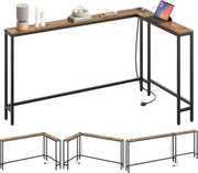 Slim L-Shaped Console Table with USB & Power Outlet – Space-Saving Design