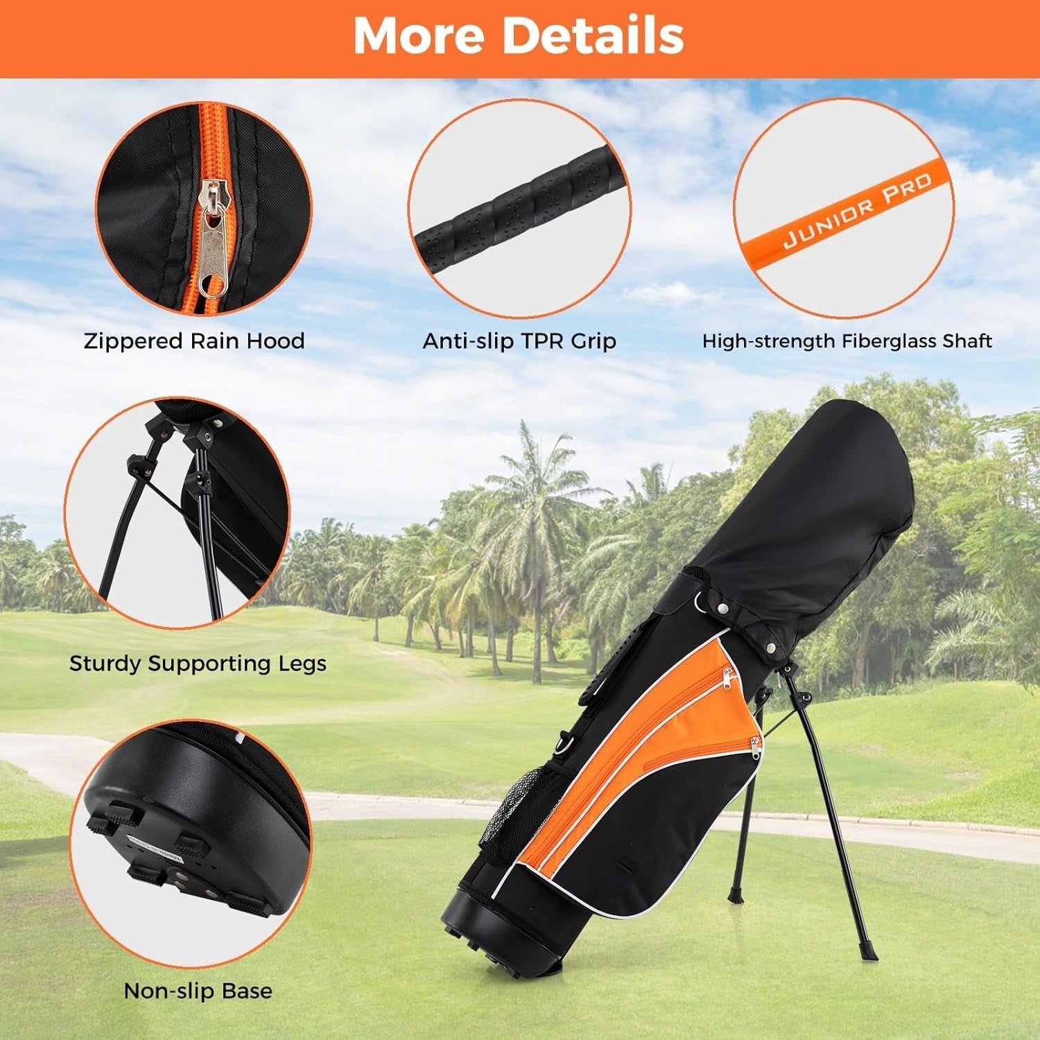 Junior Golf Club Set Age 8–10 Right Hand Fairway Irons Putter Stand Bag