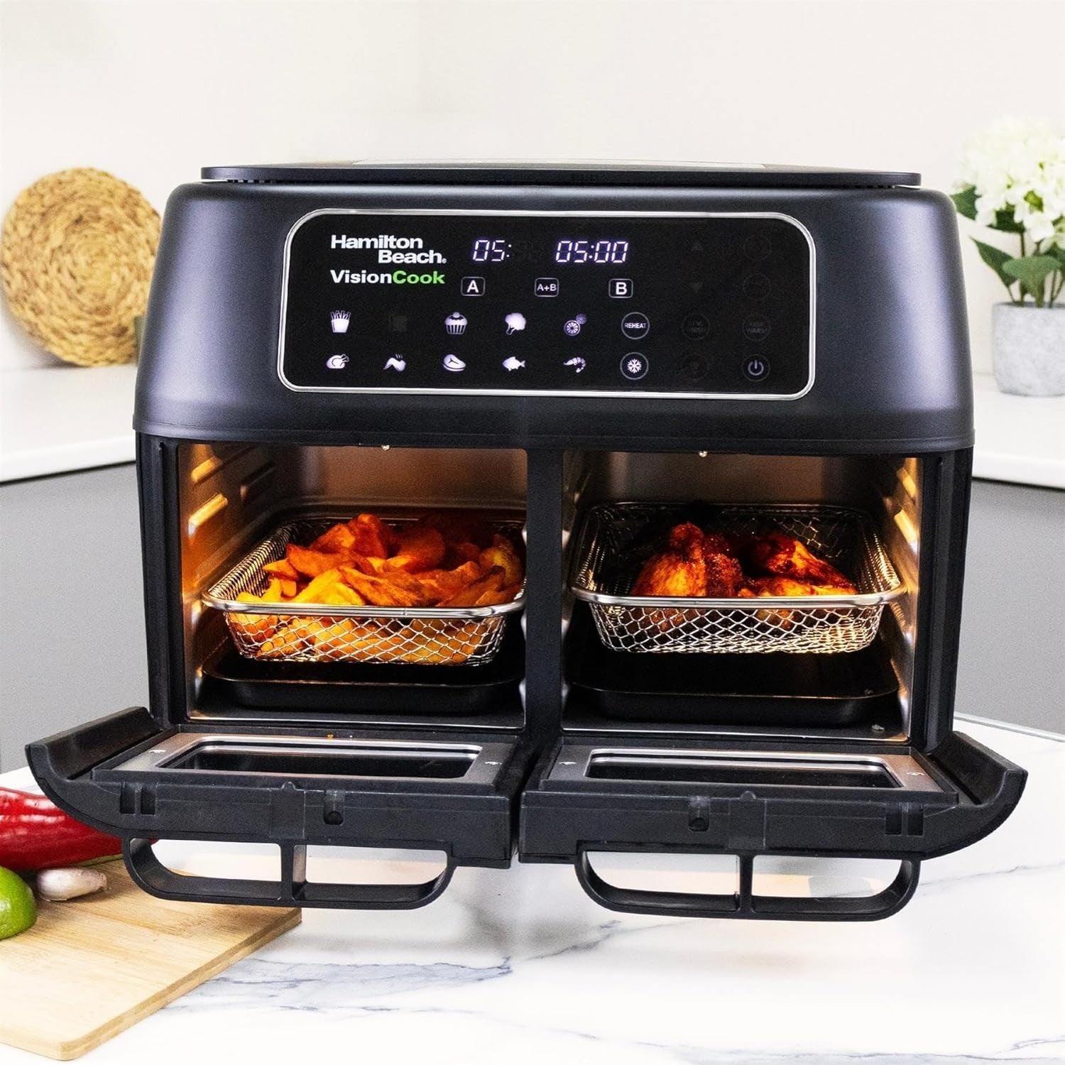 11L Dual Zone Air Fryer With Viewing Windows 10 Presets Smart Finish 2400W